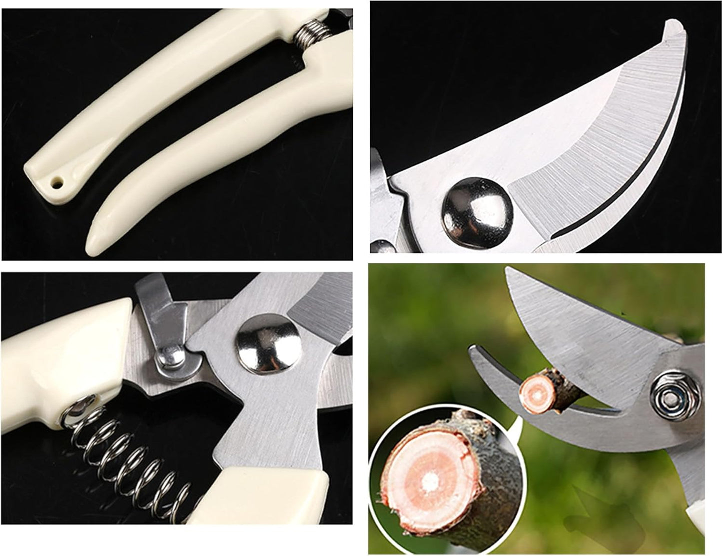 2PCS Garden Flower Shears Pruning Shears 6.9 inches Scissors Heavy Duty Plant Scissors for Cutting Flowers, Trimming Plants, Bonsai, Fruits Picking (White Handle 2pcs)