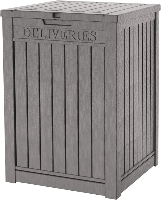 55 Gallon Outdoor Storage Box Waterproof Lockable Resin Deck Box Large, Patio Storage Bin for Pool Accessories Cushion Furniture, Garden Tools, UV-Resistant Outside Delivery Grey