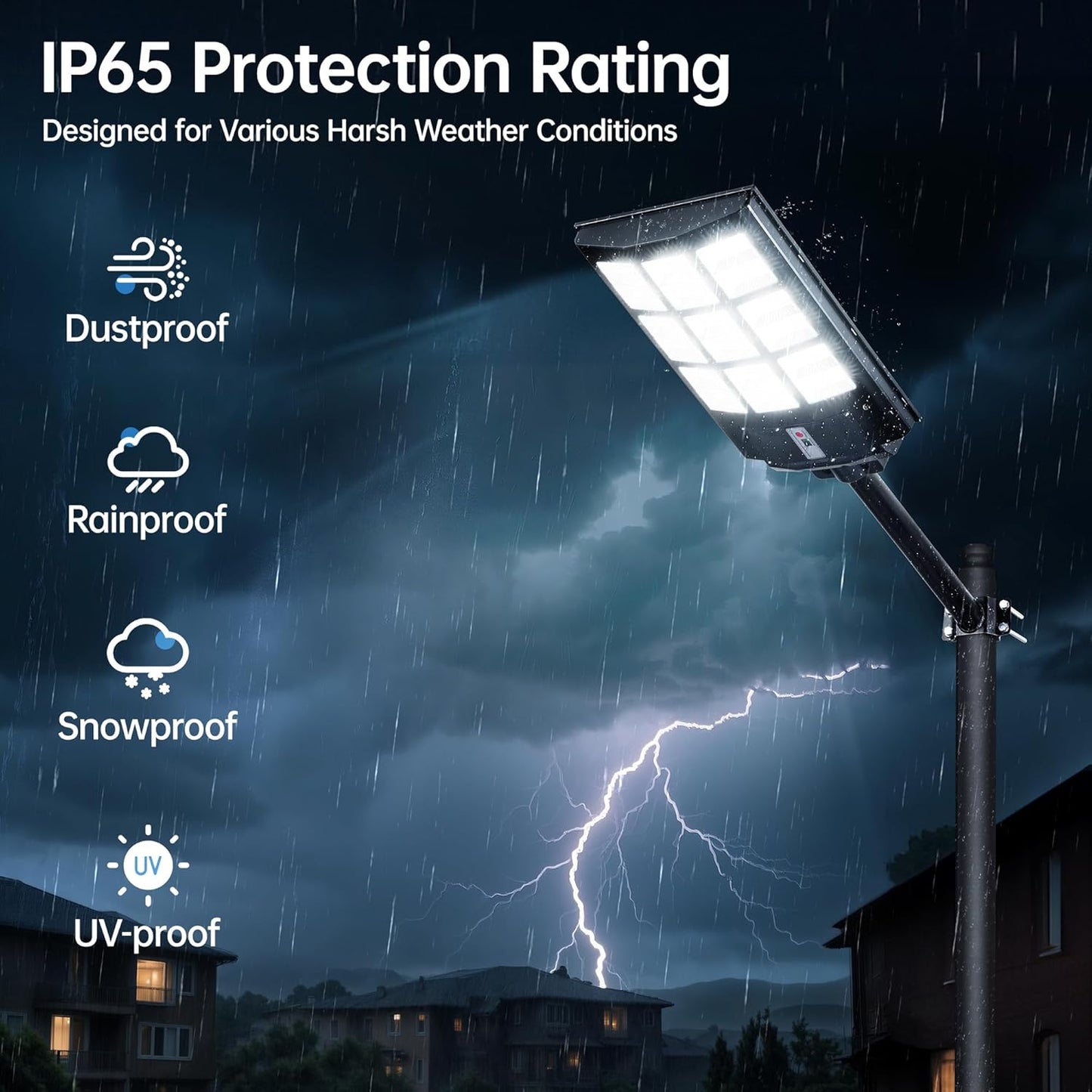 8000W Solar Street Lights Outdoor – 7000K LED Solar Lights Waterproof Dusk to Dawn with Motion Sensor & Remote, Commercial Solar Powered Parking Lot Lights for Yard, Garage, Outside (2 Pack)