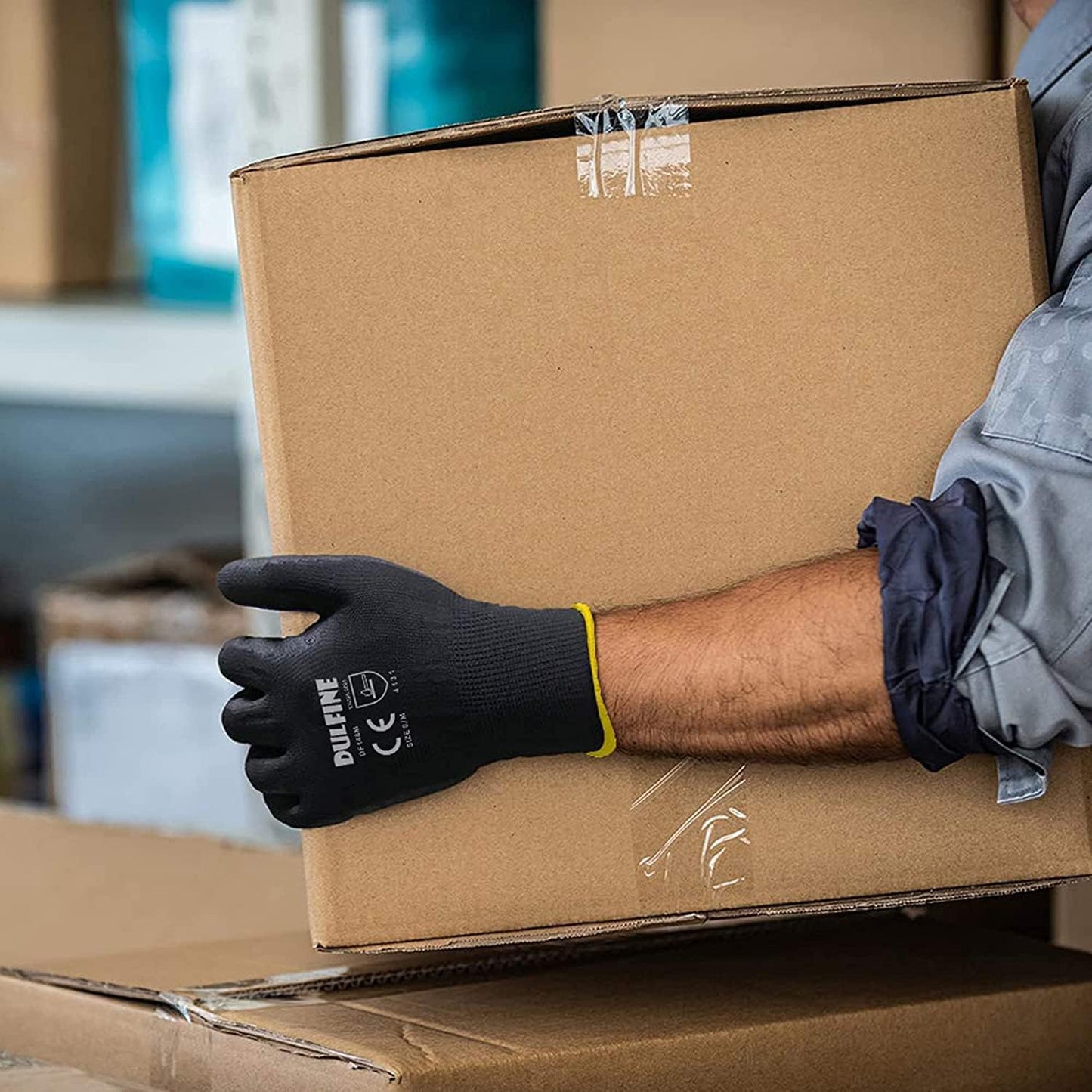 DULFINE Ultra-Thin PU Coated Work Gloves-60 Pairs,Excellent Grip,Nylon Shell Black Polyurethane Coated Safety Work Gloves, Knit Wrist Cuff,Ideal for Light Duty Work. (Medium)