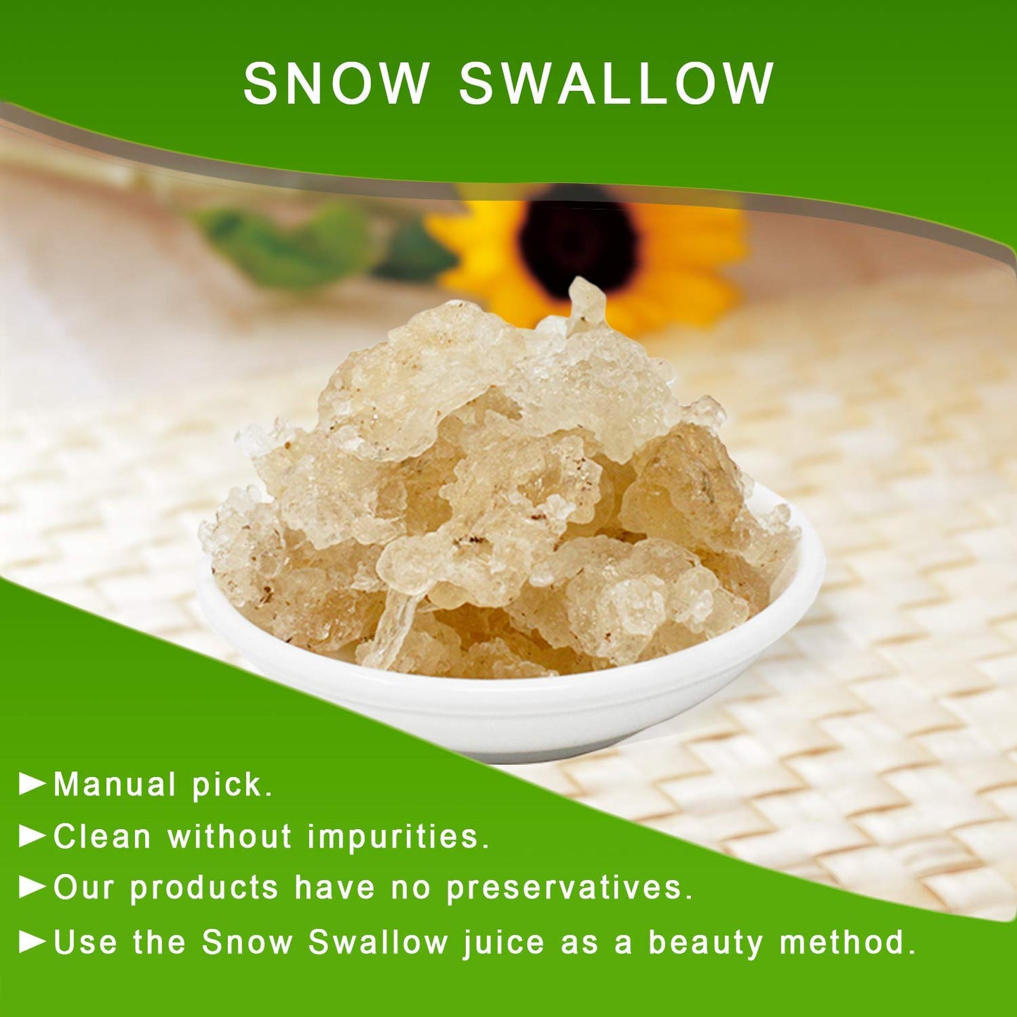 DABC OAK LAND Natural Wild Tragacanth Gum Snow Swallow (Xueyan) 補水保濕 天然野生雪燕 8OZ, Packed in USA