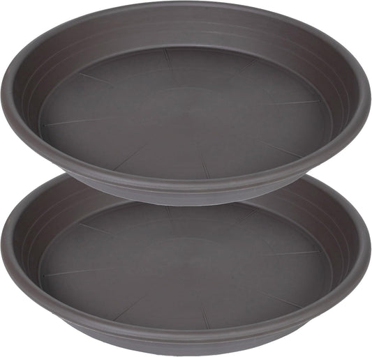 2 Pack of 22 inch Plant Saucer, Large Plant Tray, Heavy Sturdy Plant Drainage Tray for Indoors, Bird Bath Bowls, Sturdy Plastic Pot Tray for Planter 20 21"(Brown)