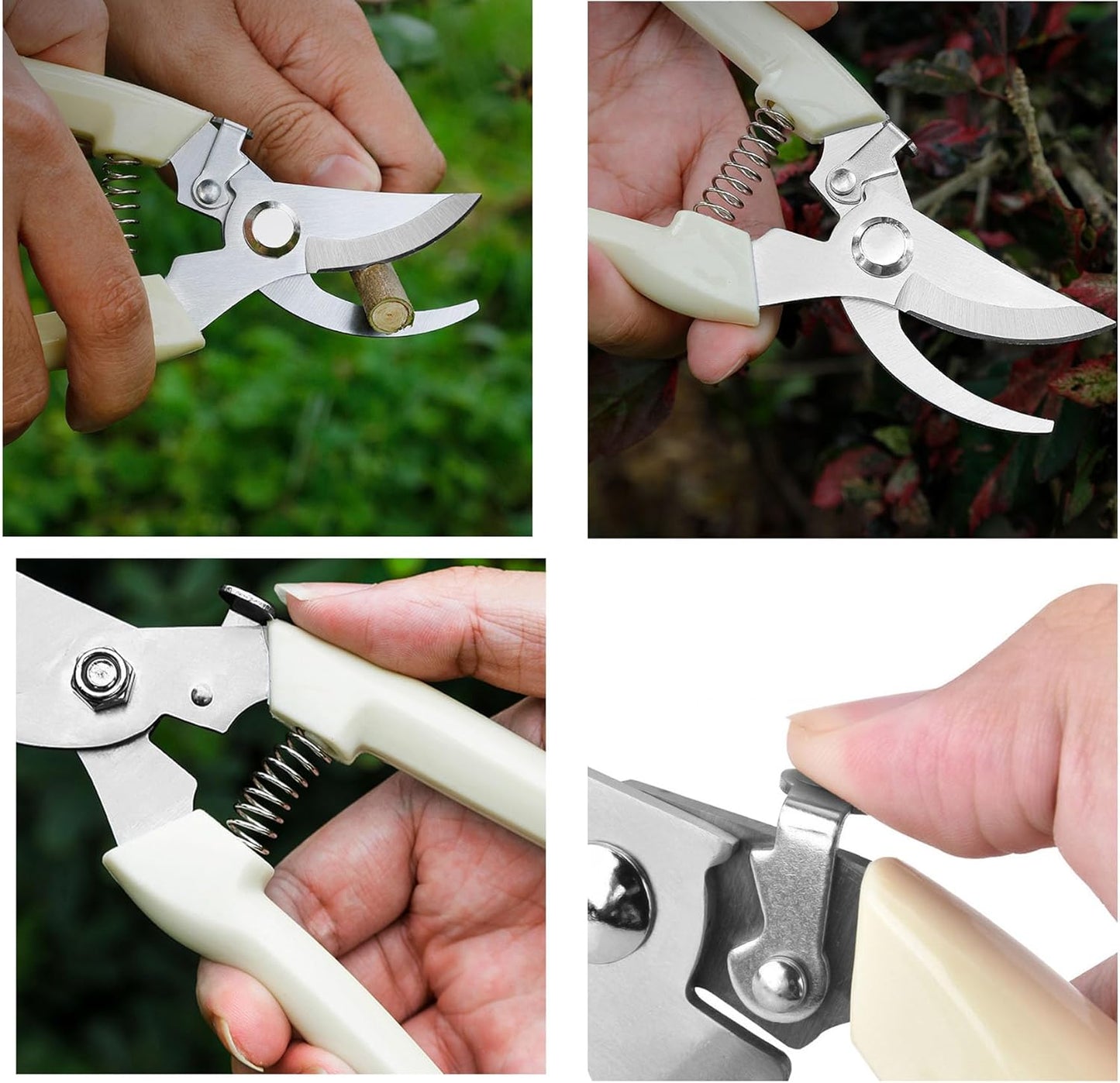 5pcs Garden Flower Shears Pruning Shears 6.9 inches Scissors Heavy Duty Plant Scissors for Cutting Flowers, Trimming Plants, Bonsai, Fruits Picking (White Handle 5pcs)