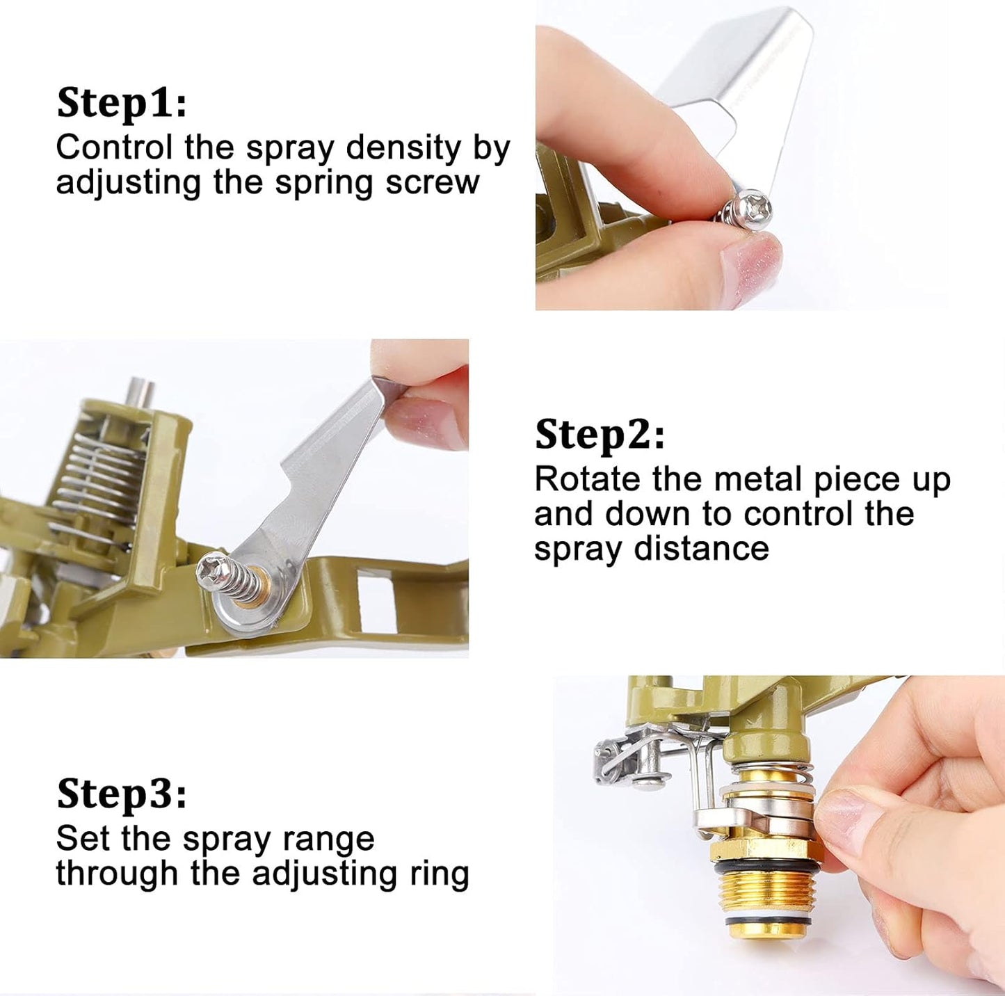 2 Pieces 1/2 Inch Brass Impact Sprinkler, Heavy Duty Sprinkler Head with Nozzles, Adjustable 0-360 Degrees Watering Sprinklers for Yard, Lawn and Grass Irrigation