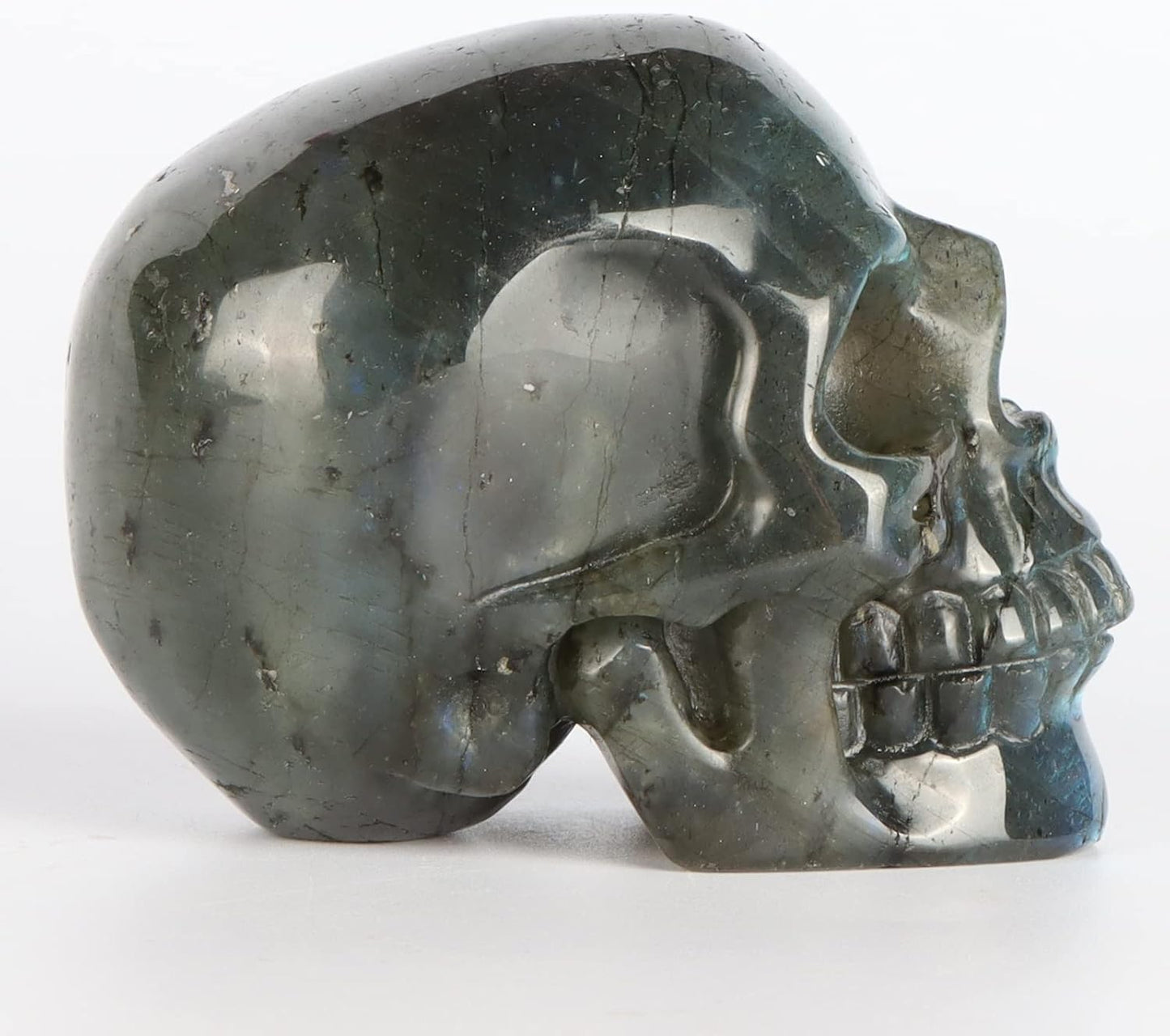 3" Labradorite Crystal Skull Figurine Decor Healing Stones Carved Luminous Stone Skull Head Statue Sculpture Ornaments