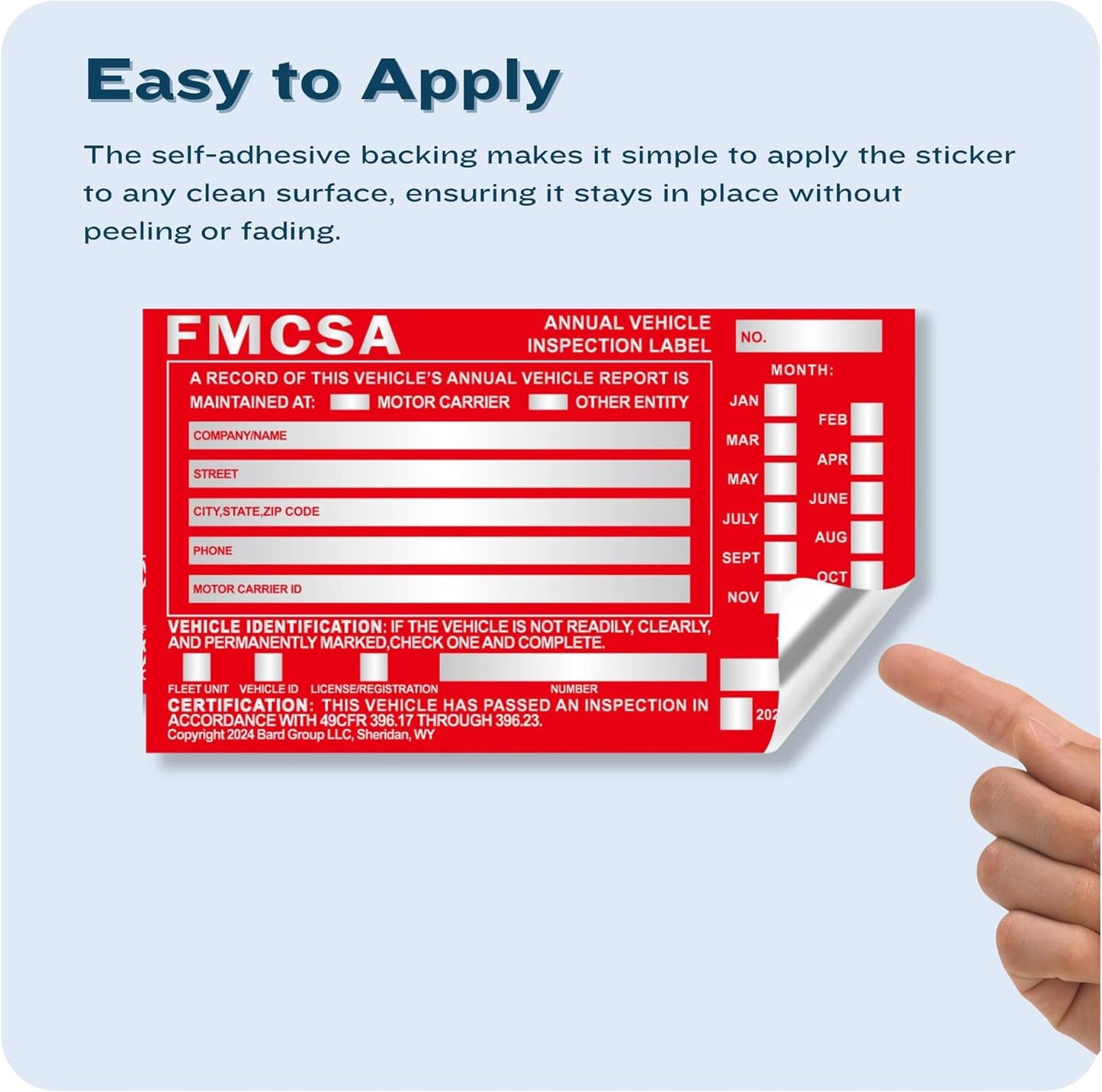 60-Pack DOT Compliant Aluminum Annual Vehicle Inspection Label – Red FMCSA Label with Punch Boxes