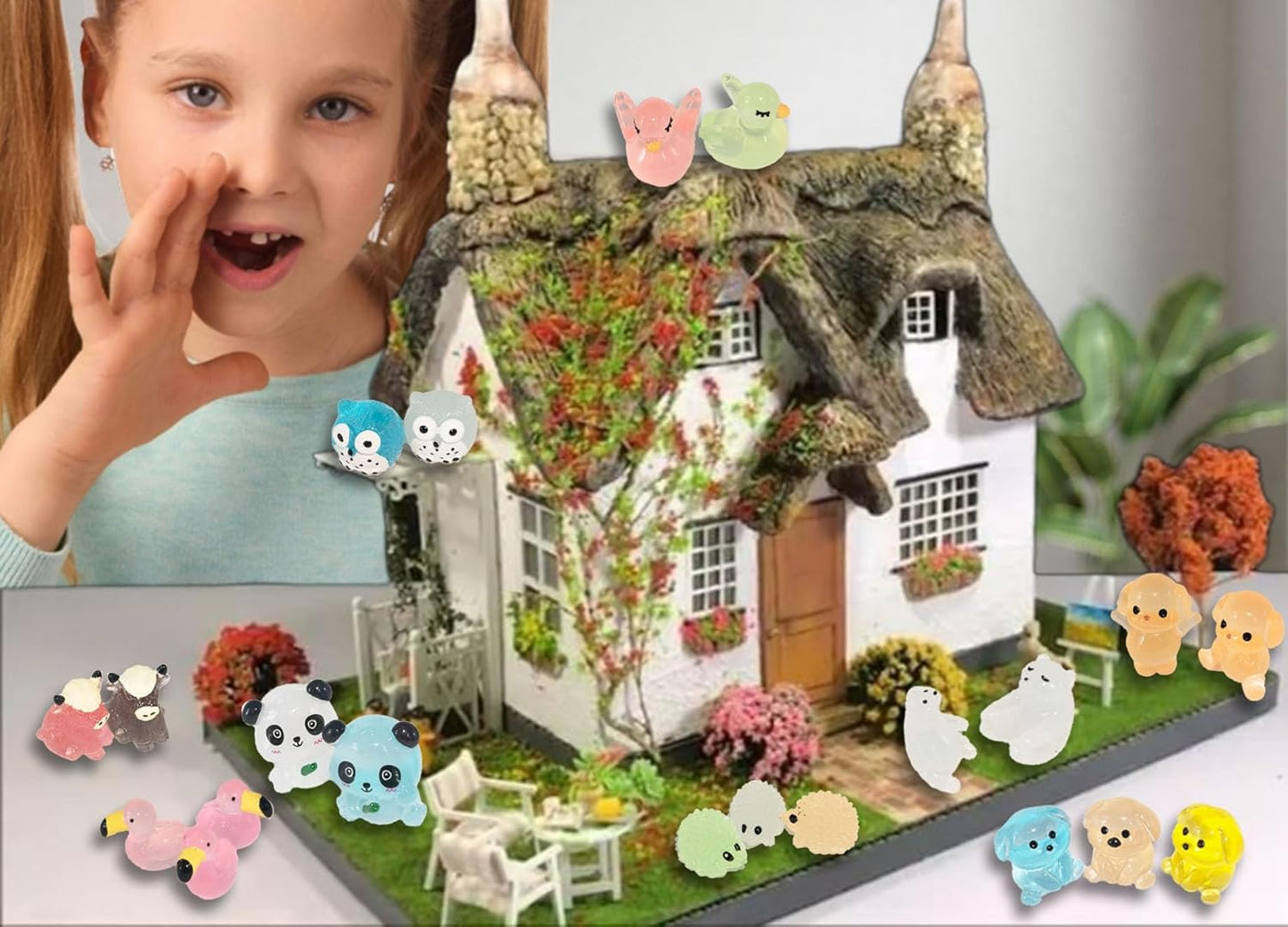 75 Pcs Luminous Mini Resin Animals Figurines Mini Ducks Glow in The Dark, Cute Dollhouse Miniatures for Fish Tank Decorations Aquarium Decorations Fairy Garden Accessories Miniatures Garden