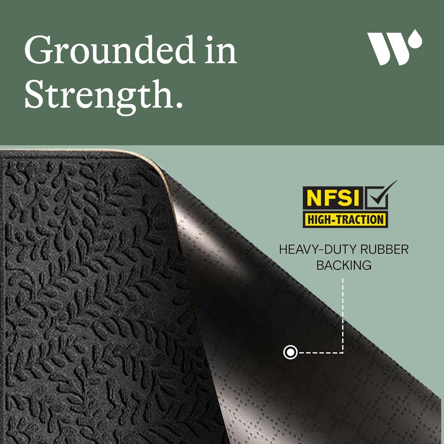 WaterHog Indoor/Outdoor Door Mat, 2' x 5', Made in USA, Durable & Skid-Resistant Front Door Rug, Decorative, Water-Trapping & Heavy-Duty Entryway Floor Mat for Your Home, Boxwood Collection, Charcoal