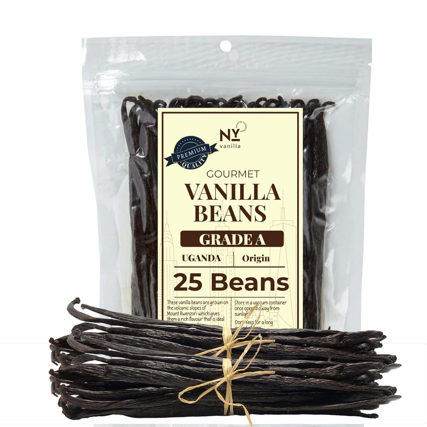 25 Whole Vanilla Beans Grade A + | Premium Vanilla Bean Pods for Making VanillaExtract | NON GMO | Perfect for Homemade Extract, Baking, Ice cream, Desserts |~6-8 Inches | NYVanilla.