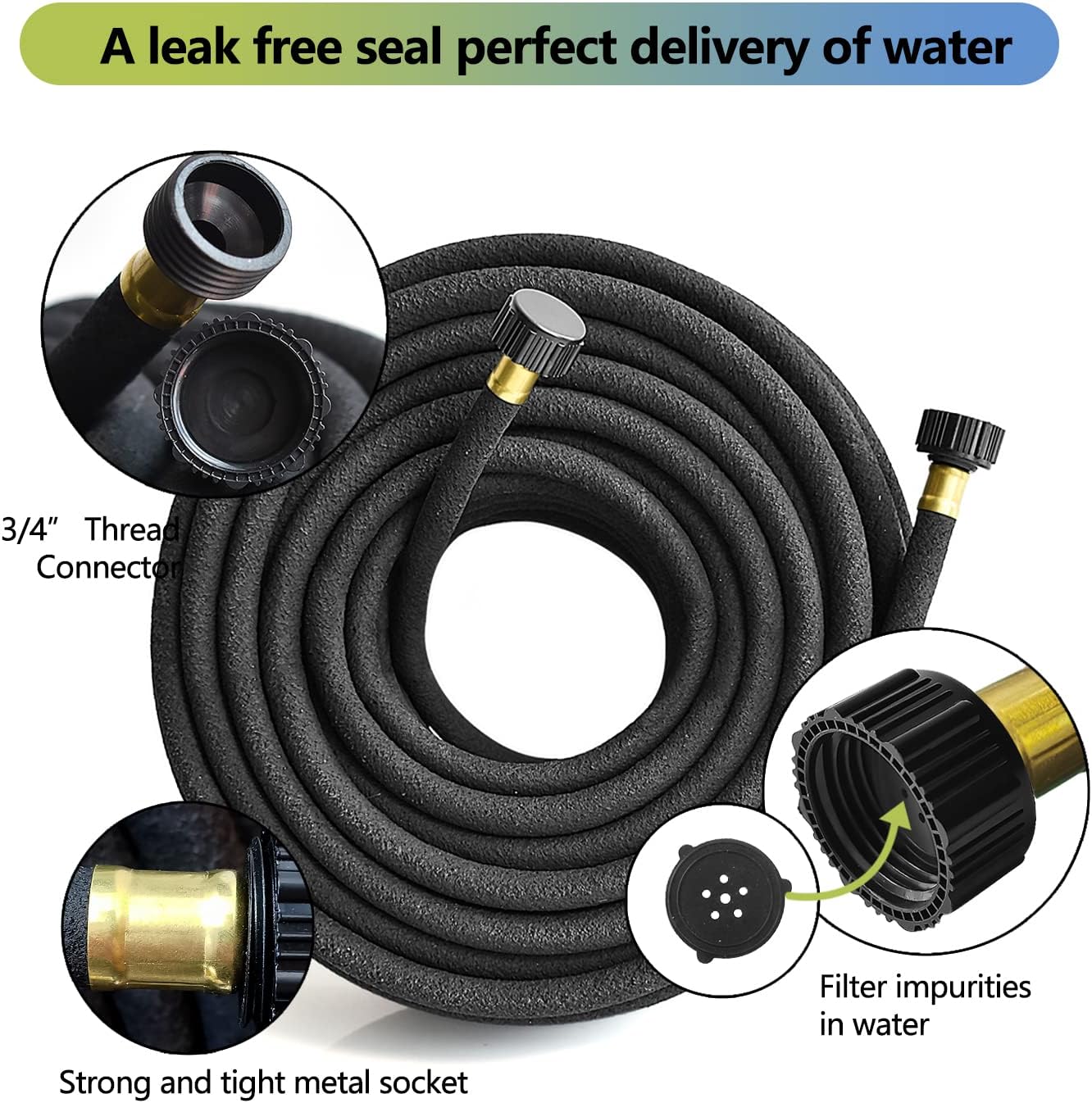 3 Pack Short Soaker Hose 15 Ft for Garden Beds, 1/2’’ 50 ft Soaker Hose for Foundation Watering, 70% Water Saving Drip Hose Irrigation for Lawn, Landscaping, Garden (15 FEET x 3PACK, Black)
