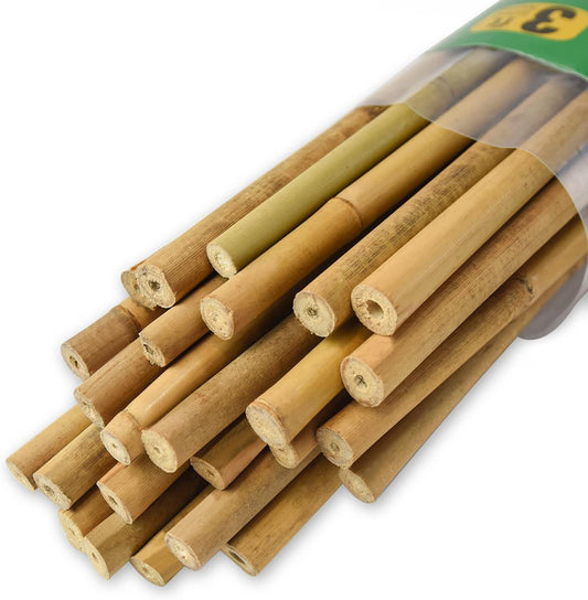 25pcs 7/20" D Thicker Heavy Duty Bamboo Stakes, 3FT Plant Stakes, Natural Garden Stakes for Tomato, Bean, Flowers,Trees Potted and Climbing Plant Support