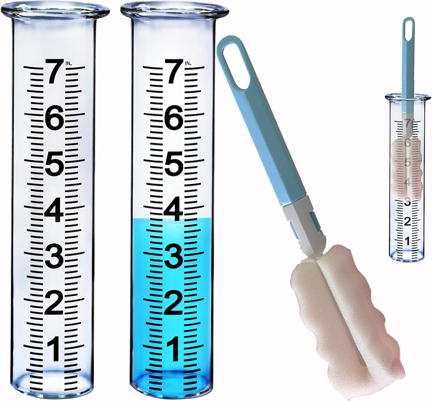 JMBay 7 inch Plastic Rain Gauge Replacement Tube, Freeze Proof and Crack Resistance Outdoor Rain Gauges Replacement Tube Plastic for Garden,Yard, Home, Best Rated, 2 pcs Tubes with 1 Clean Brush