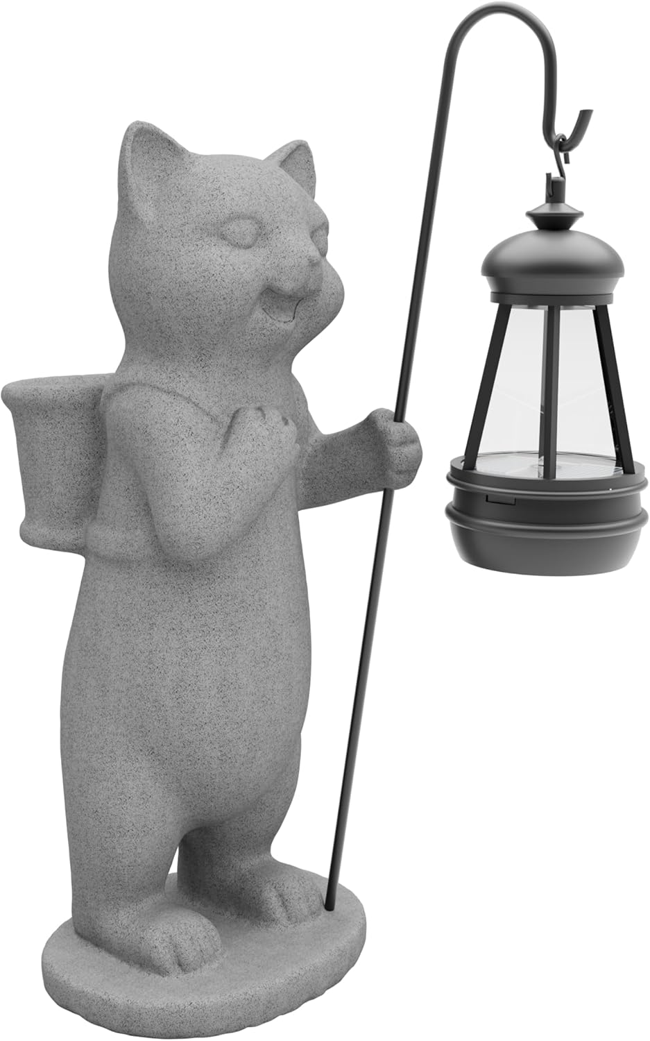 Garden Decoration, Figurine, Lawn Statue, Sculpture Ornament, Animal Figurine - Cat Resin Statue with Lantern (Basket)