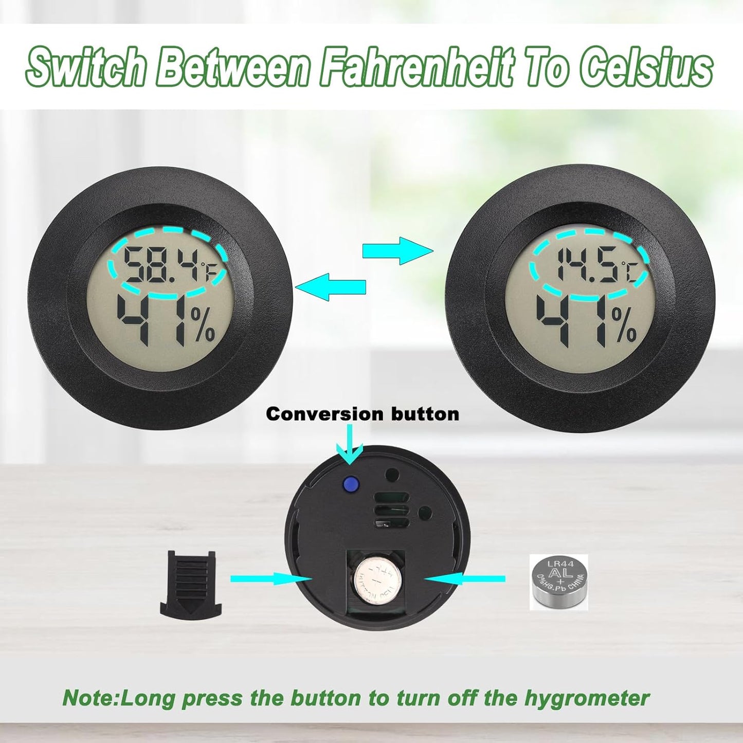 Mini Hygrometer Digital Thermometer Humidity Meter Hygrometer Thermometers Indoor/Outdoor Humidity Monitor Reptile Thermometer for Humidors Greenhouse Garden Cellar Fahrenheit(℉)/ Celsius(℃) 4 Pack