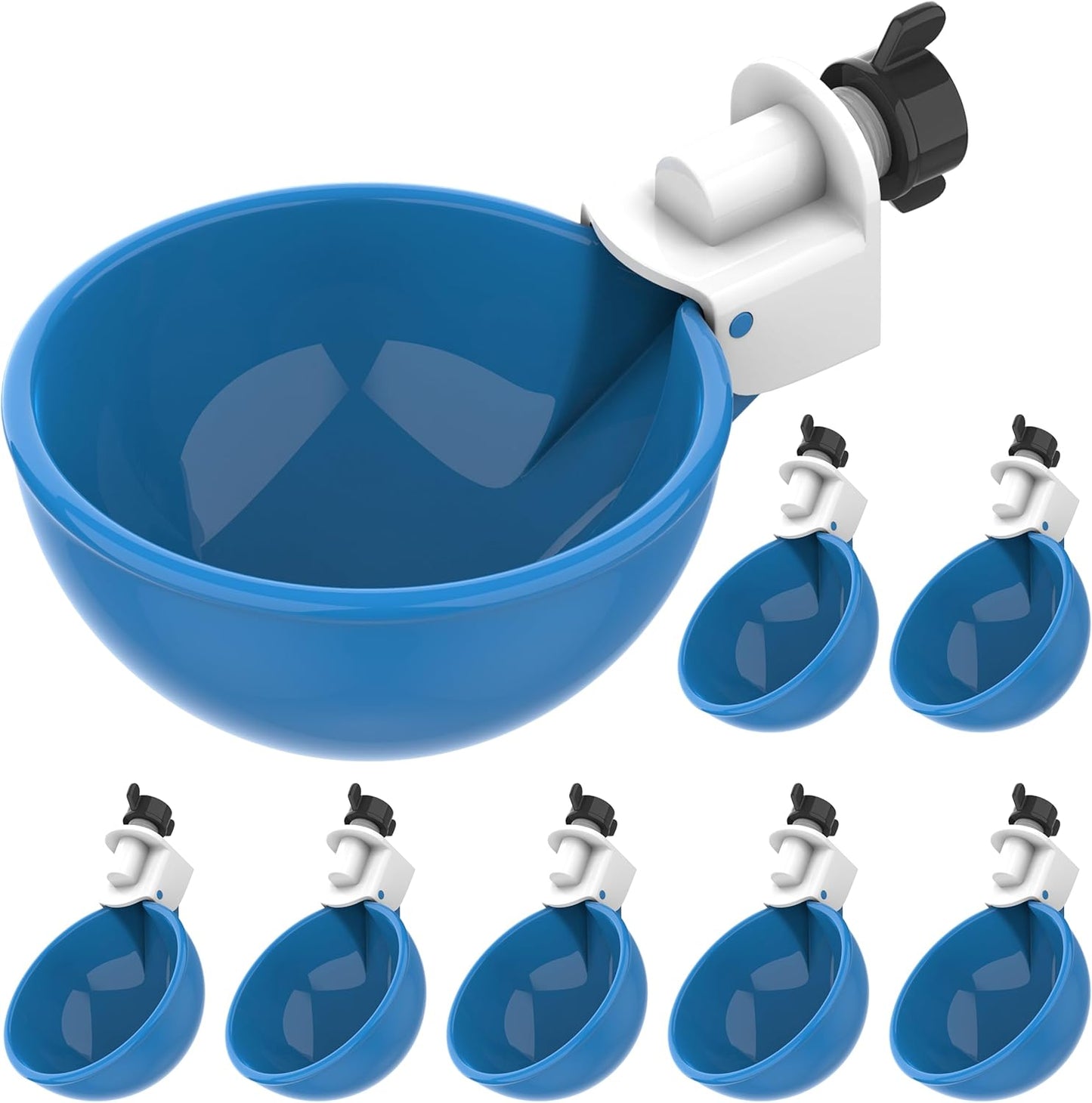 Lil Clucker - Blue Large Automatic Chicken Waterer Cups Suitable for Ducks, Geese, Turkeys, and Bunny Rabbit - Water Feeder Kit - Poultry Waterer - Pack of 8…