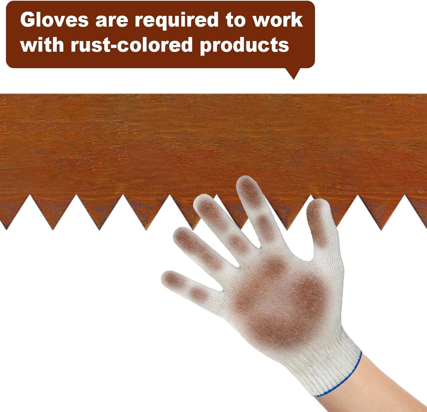 40" LX10 H Corten Steel Landscape Edging, 6 Pack Metal Landscape Edging, Landscape Edging with 7 Clips and Gloves for Lawn, Flower Bed, Yard (Rust-Colored)