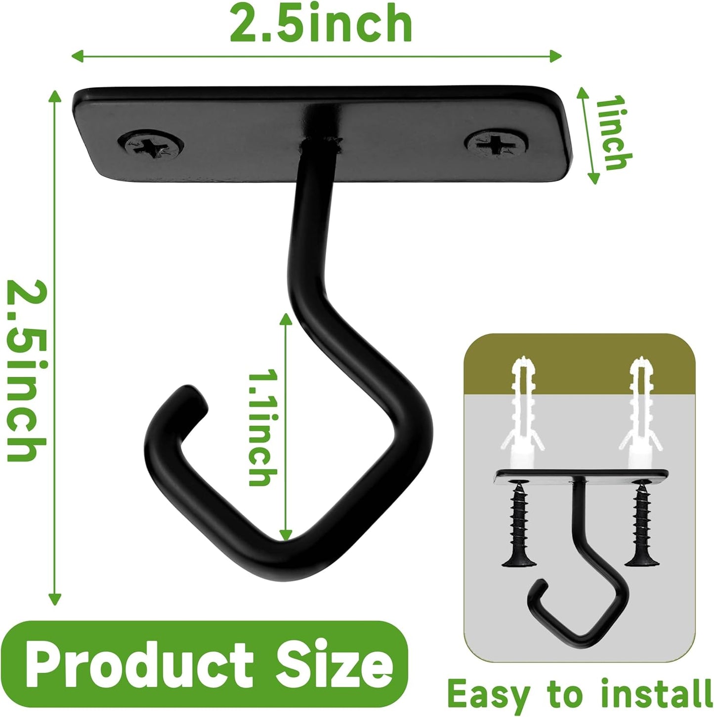 Ceiling Hooks for Hanging Plants: Iron Plant Bracket for Wall Mount - Metal Plant Hanger Indoor Hooks - 4 Pack