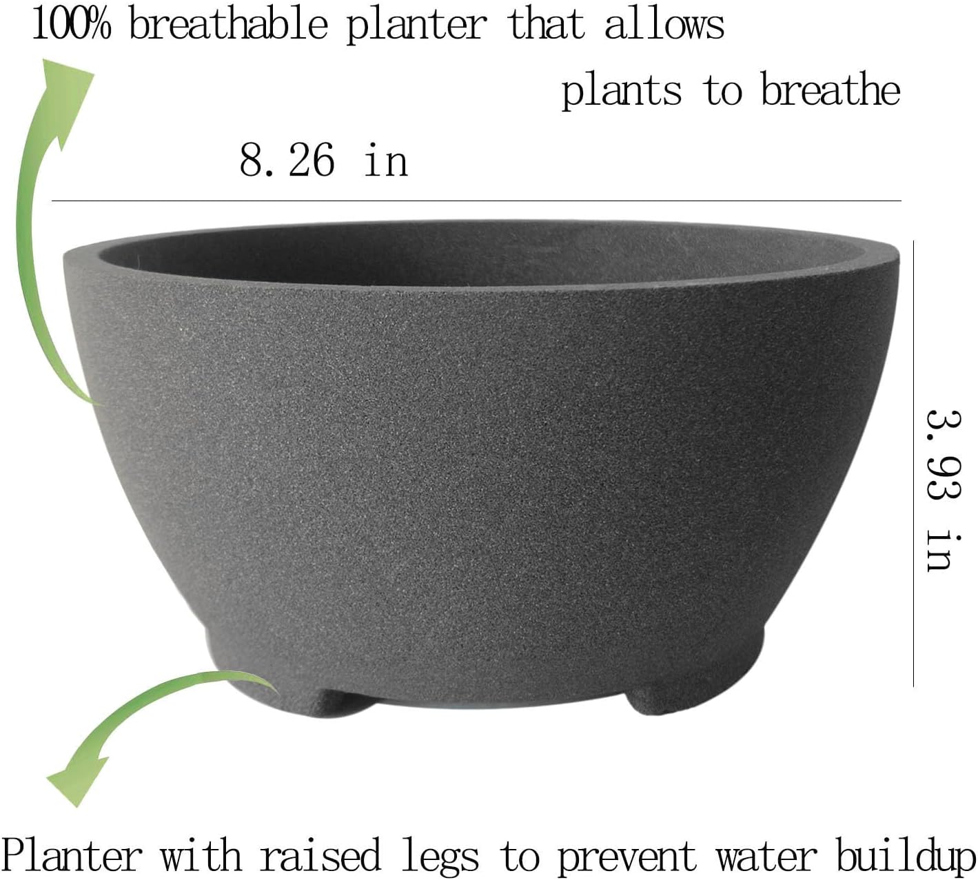 8.26” Large Bonsai Pots with Drainage Breathable Rough Pottery Planter Sand-Textured Short Legs Bonsai Tree Pots Ceramic for Indoor Plants Succulent