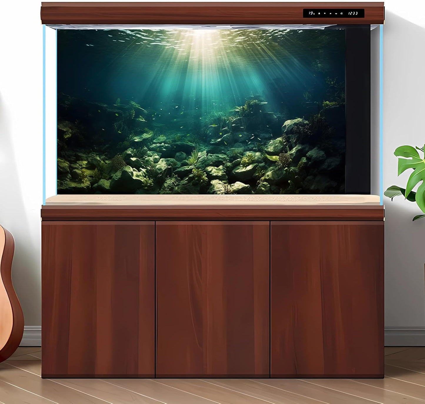 Deep Ocean Aquarium Background Under The Sea Fish Tank Background Underwater World Terrarium Backgrounds Ocean Floor Rock Aquatic Plants Aquarium Backdrop for Fish Tank Backgrounds Decors 72x16in
