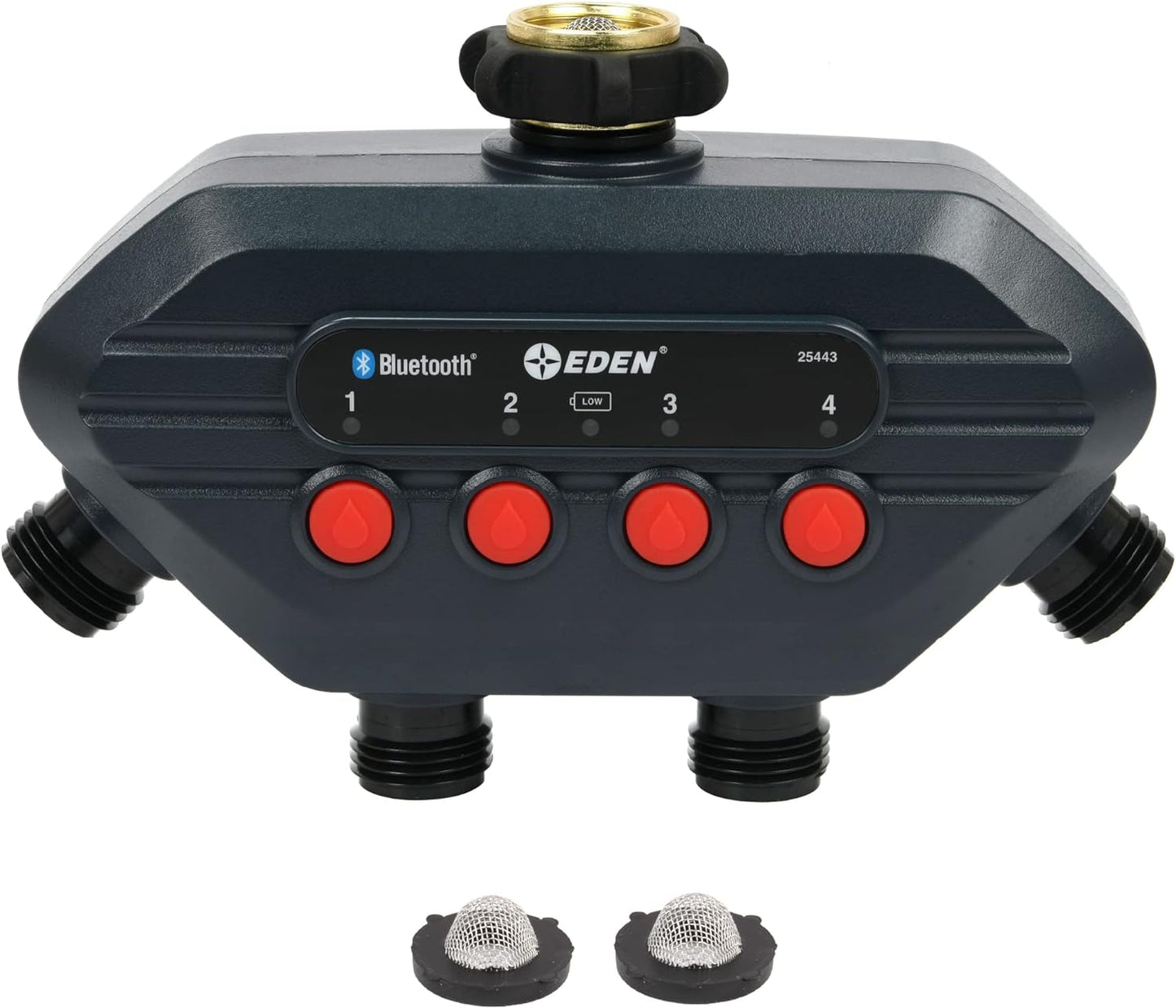 Eden 93443 4-Zone Bluetooth Water Timer |, Stainless Steel Washers Charcoal Gray