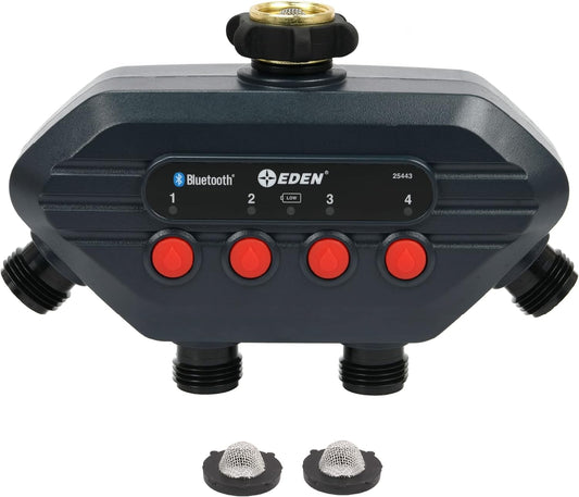 Eden 93443 4-Zone Bluetooth Water Timer |, Stainless Steel Washers Charcoal Gray