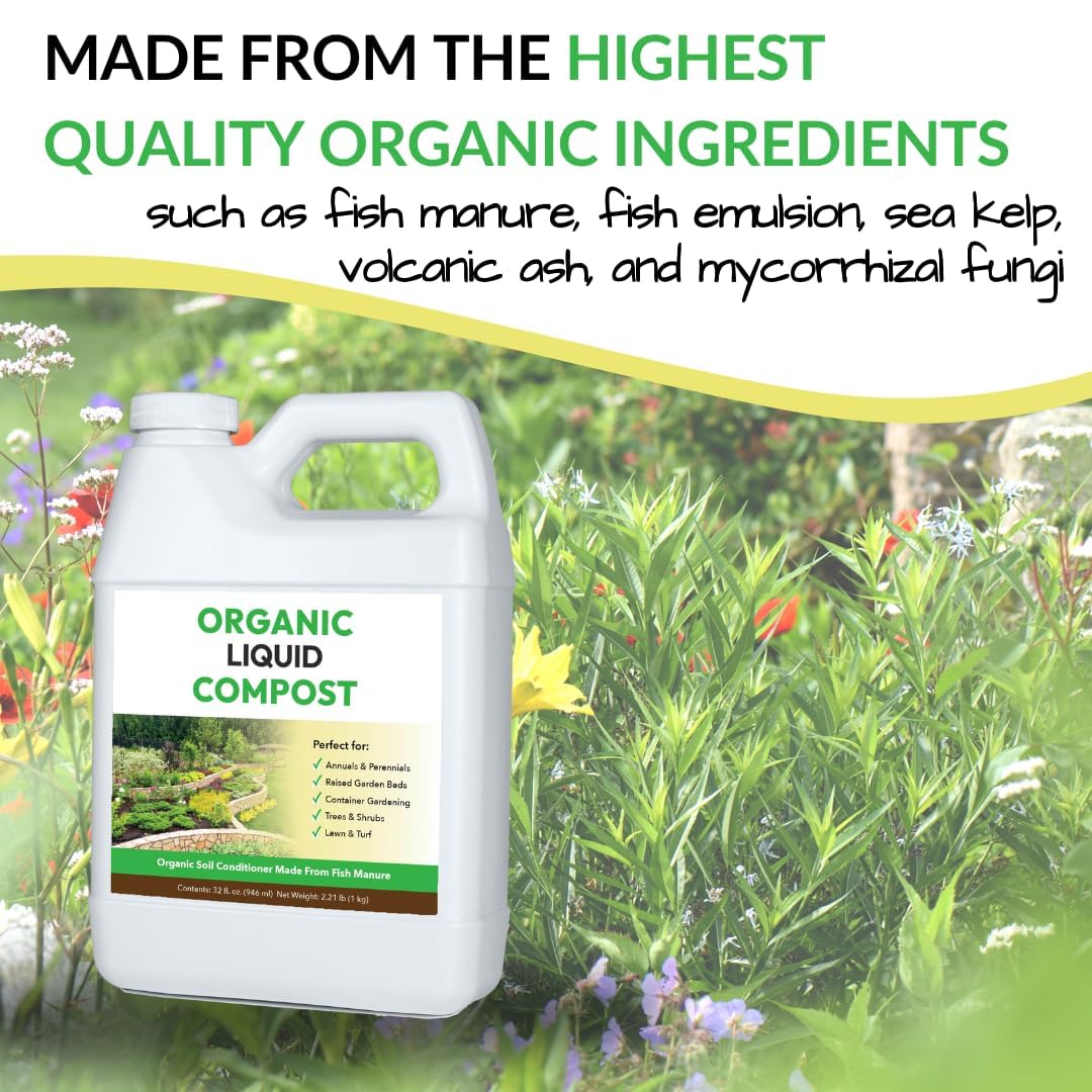 FOOP Organic Liquid Compost: Fast-Acting Alternative to Messy and Smelly Composting | Compost Tea Concentrate Perfect for Brewing Compost Teas (1 Gallon, 2 Pack, Treats Up to 40,000 Sq.Feet)