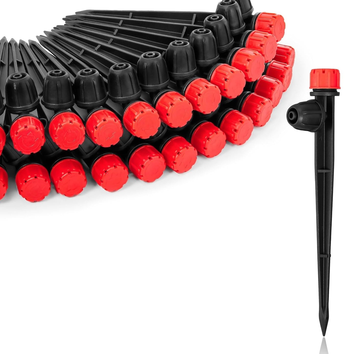 Adjustable Drip Irrigation Emitters with Stakes: 30 Pcs Drip Emitters for 1/4 Inch Drip Irrigation Tubing,360 Degree Irrigation Drippers for Garden Watering