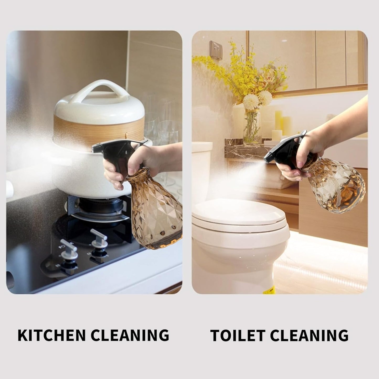 2 Pcs Spray Bottles, 500 ml/17 oz Empty Water Spray Bottles, Plastic Reusable Adjustable Mist Sprayer Squirt Bottles Containers Refillable for Cleaning Solutions, Gardening, Plants (Brown)