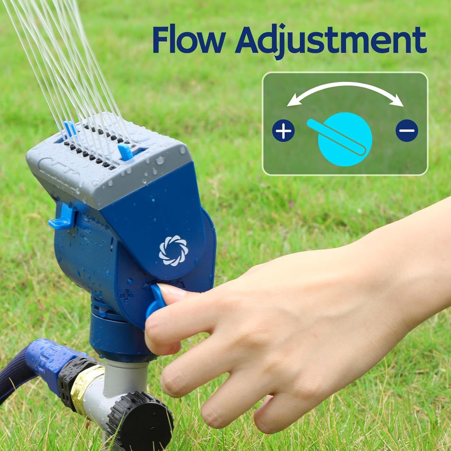 Airthereal Oscillating Sprinkler with Metal Step Spike and Quick Connect Adapter Set, Control Watering Range, Width, and Flow Rate, Covers up to 4,069 sq.ft., AquaVive SR16 [2-Pack]