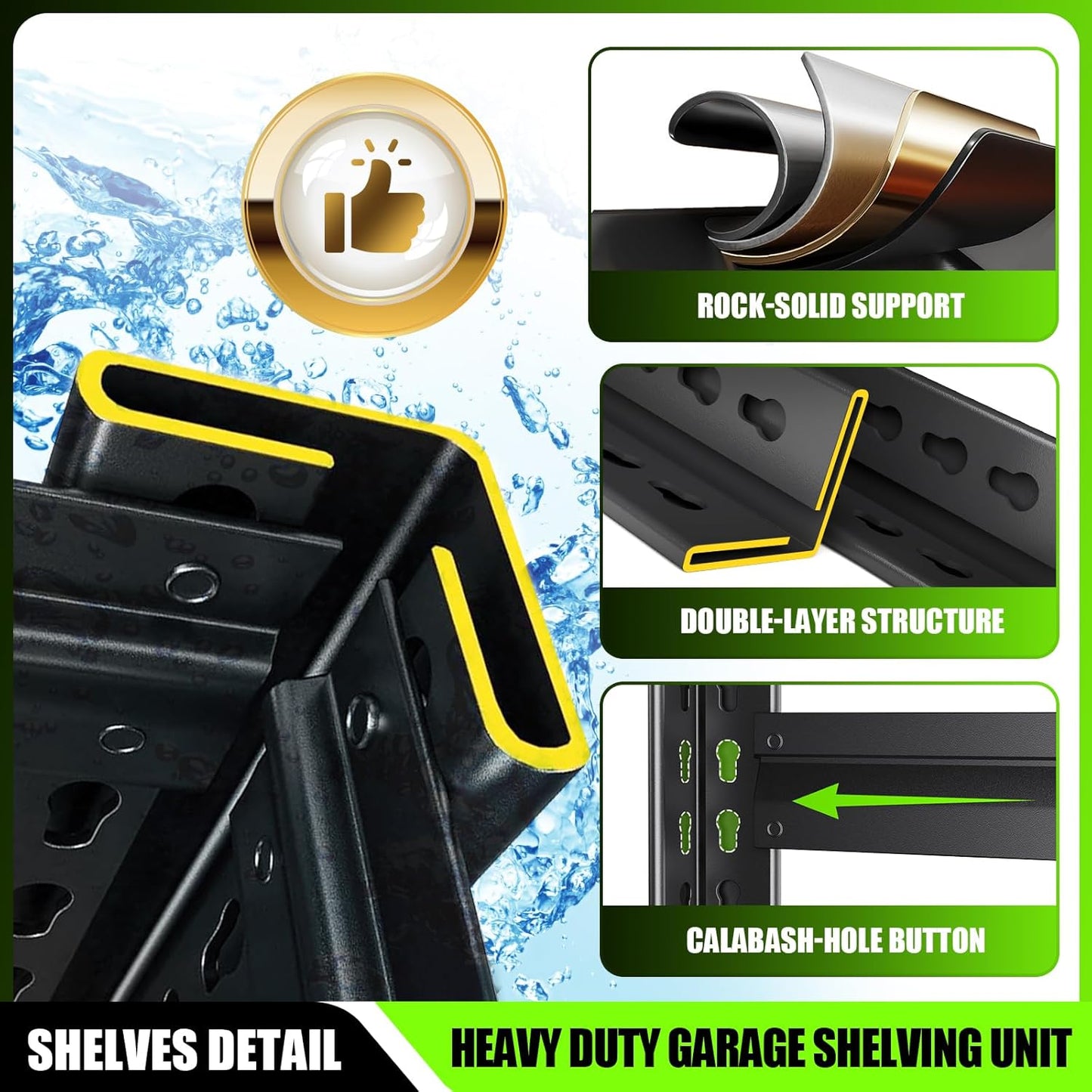 72”H Garage Shelving 5 Tier Storage Shelves Adjustable Garage Storage Shelves Wood Shelf 2000LBS Heavy Duty Industrial Shelving Unit Utility Shelf Wood Storage Rack,35.4''W×15.7''D×72''H