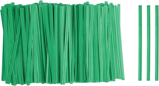 HARFINGTON 1000pcs Bag Twist Ties 3.5" Reusable Kraft Paper Twist Ties Wire Cable Ties for Party Bread Candy Cake, Green