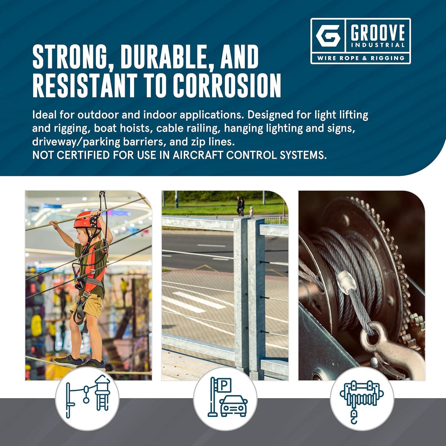 3/8’’ 7x19 Hot Dip Galvanized Aircraft Cable – Steel Wire Rope - 900 Feet