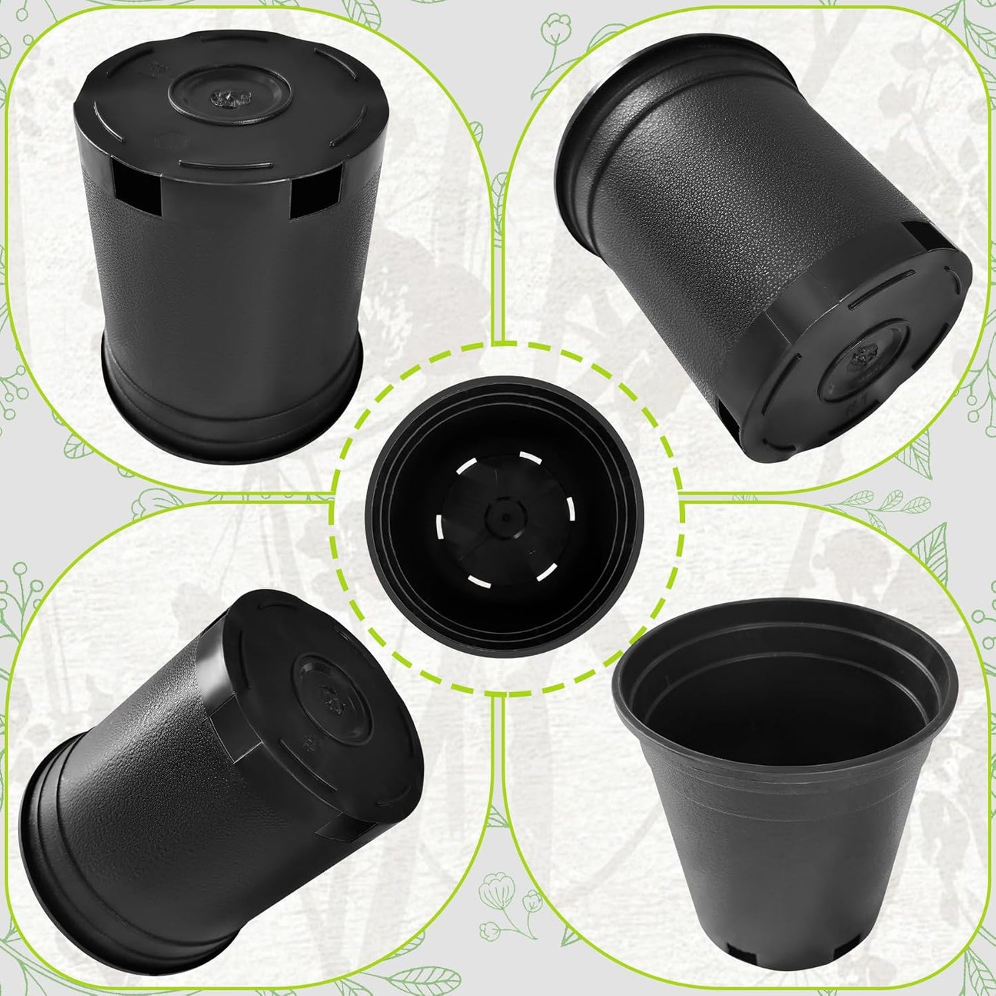 1 Gallon Nursery Pots Plastic Container Injection Molded Pot for Plants Flexible with Drainage Holes Suitable for Plants Soil Growers or Hydroponics Black 10 Pcs
