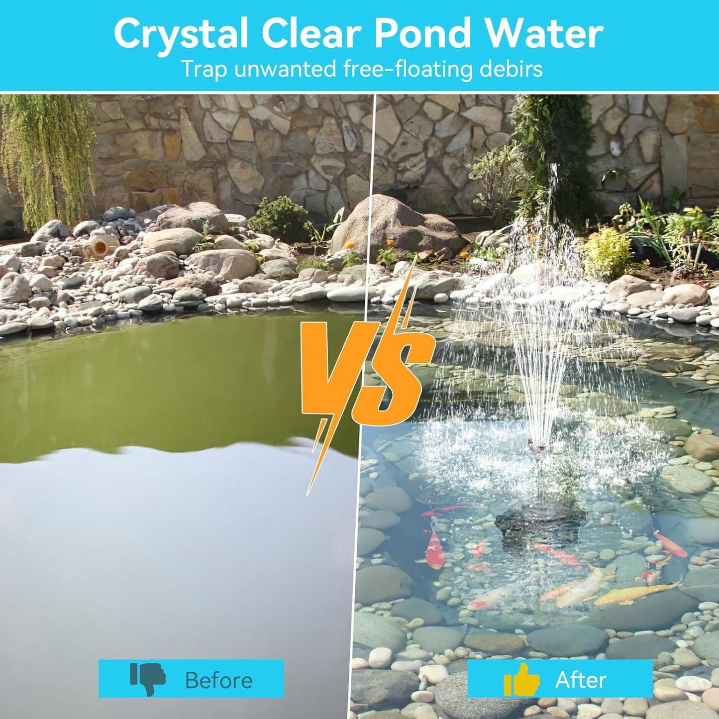 Antfraer Pond Filter with Pump Kits, Pond Filters for Outdoor Ponds Built In 660GPH Pond Pump, Pond Filter Box Suitable for Garden, Fountain, Pond, Animal Sink, Waterfall, Aquarium-Corded Electric