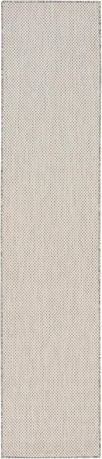 Nourison Home Courtyard Indoor/Outdoor Ivory/Silver 2'2" x 10' Area Rug, Easy Cleaning, Non Shedding, Bed Room, Living Room, Dining Room, Backyard, Deck, Patio (2x10)