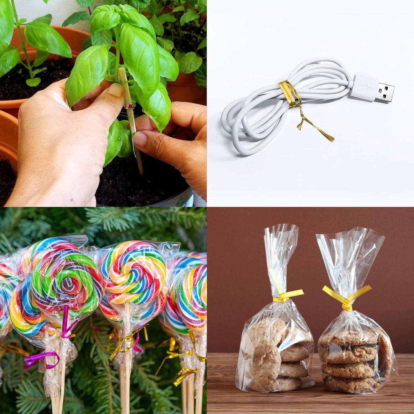 HARFINGTON 1000pcs Bag Twist Ties 3.5" Reusable Kraft Paper Twist Ties Wire Cable Ties for Party Bread Candy Cake, Wood Tone