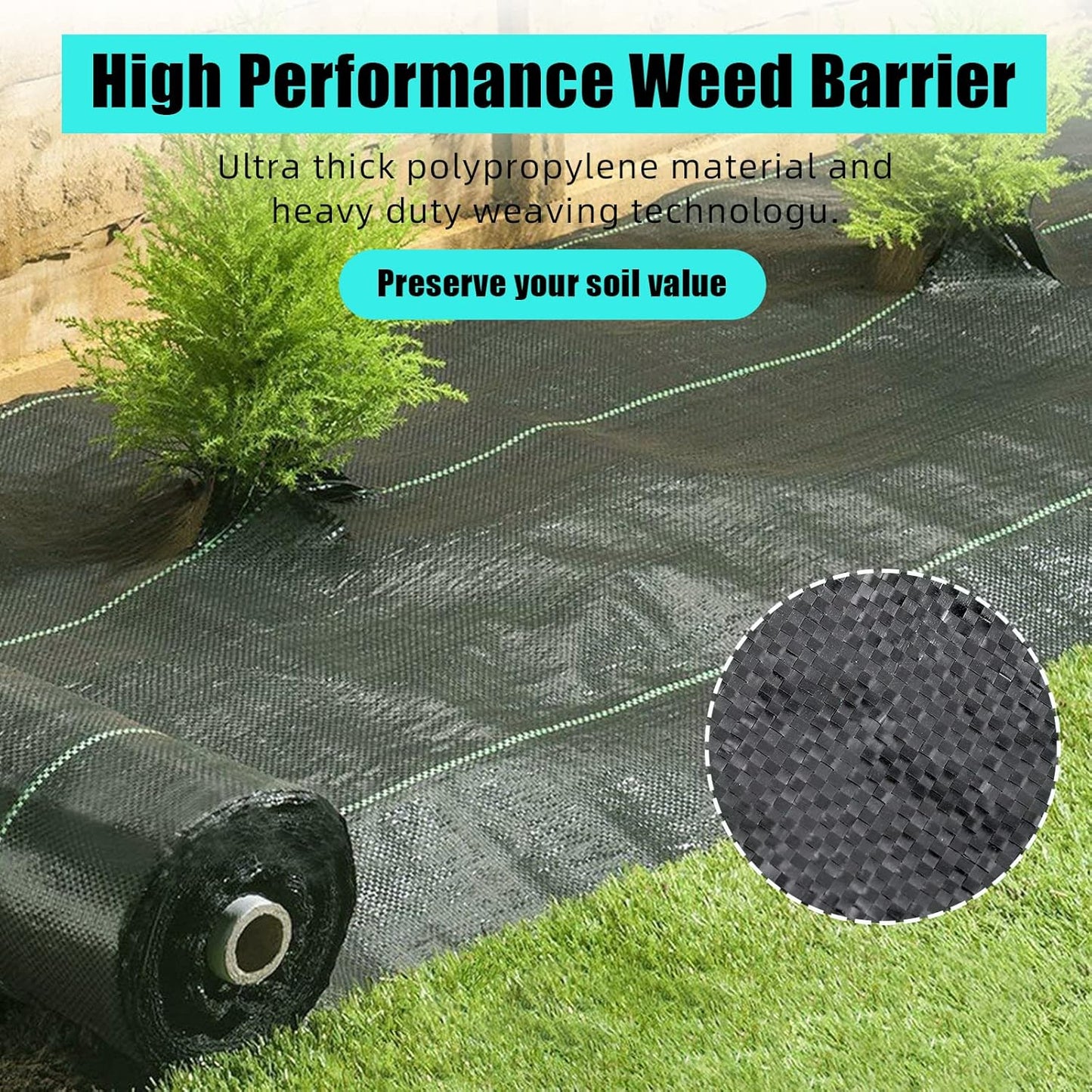 4ft x 250ft & 5oz Premium Garden Weed Barrier Landscape Fabric, Durable & Heavy-Duty Weed Block Gardening Mat, Easy Setup & Superior Weed Control, Eco-Friendly & Convenient Design