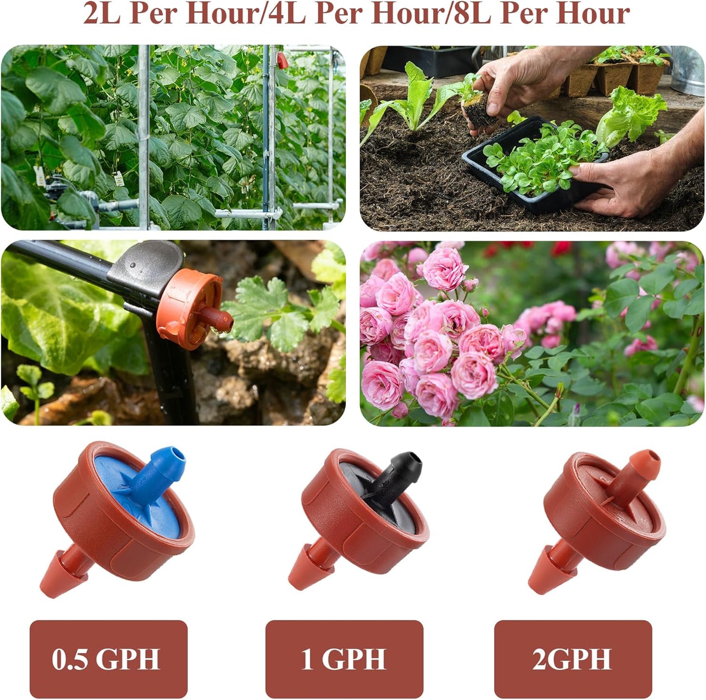 30Pcs 1 GPH Pressure Compensating Irrigation Spot Drippers,Constant Flow Barb Outlet Watering Dripper Emitters Heads Parts for 1/4 Inch Watering Tubing Line for Garden Pots Plant Irrigation Systems