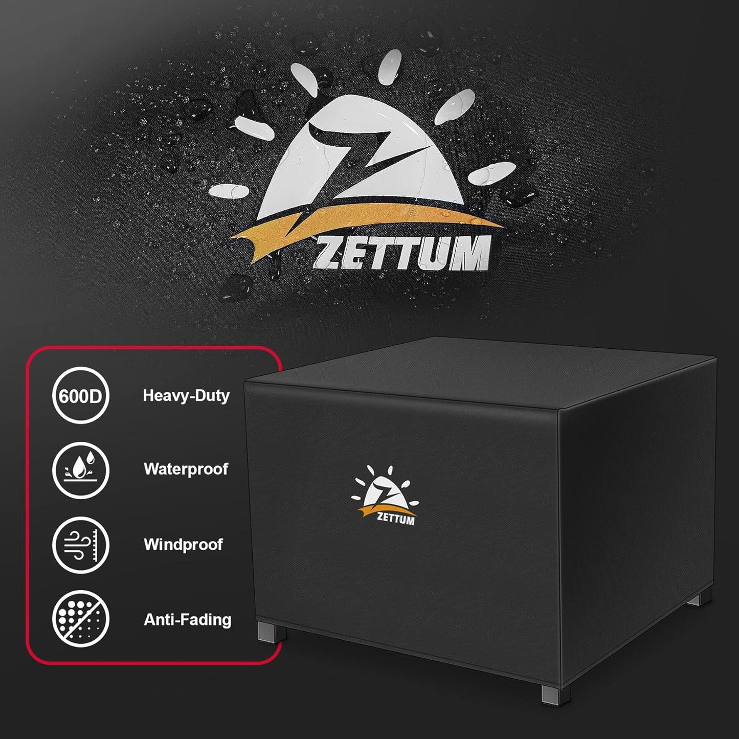 Fire Pit Cover Square 28 Inch - Outdoor Firepit Cover Heavy Duty & Waterproof, 600D Patio Fire Table Cover Gas Fire Pit Accessories Fit 28" Yaheetech and 28" Ciays Firepit - 28 x 28 x 25 Inch