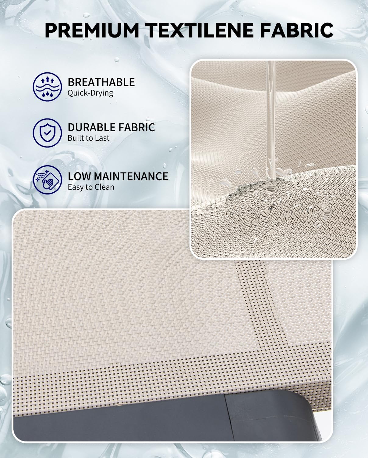 Aluminum Chaise Lounge Chair Outdoor, Foldable Patio Lounge Chair Assemble-Free, Pool Lounge Chairs with 5 Adjustable Backrest, Outdoor Lounge Chairs for Outside Poolside Beach Lawn Beige