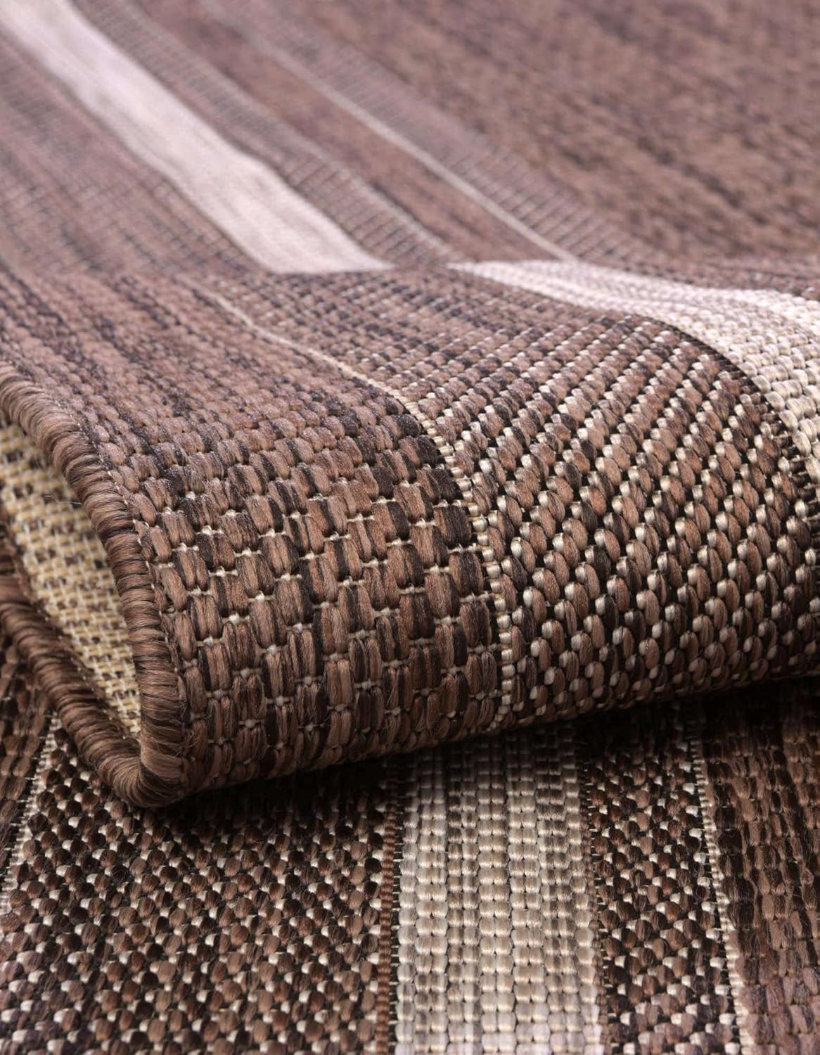Unique Loom Outdoor Border Collection Area Rug - Soft Border (13' Square, Brown/ Ivory)