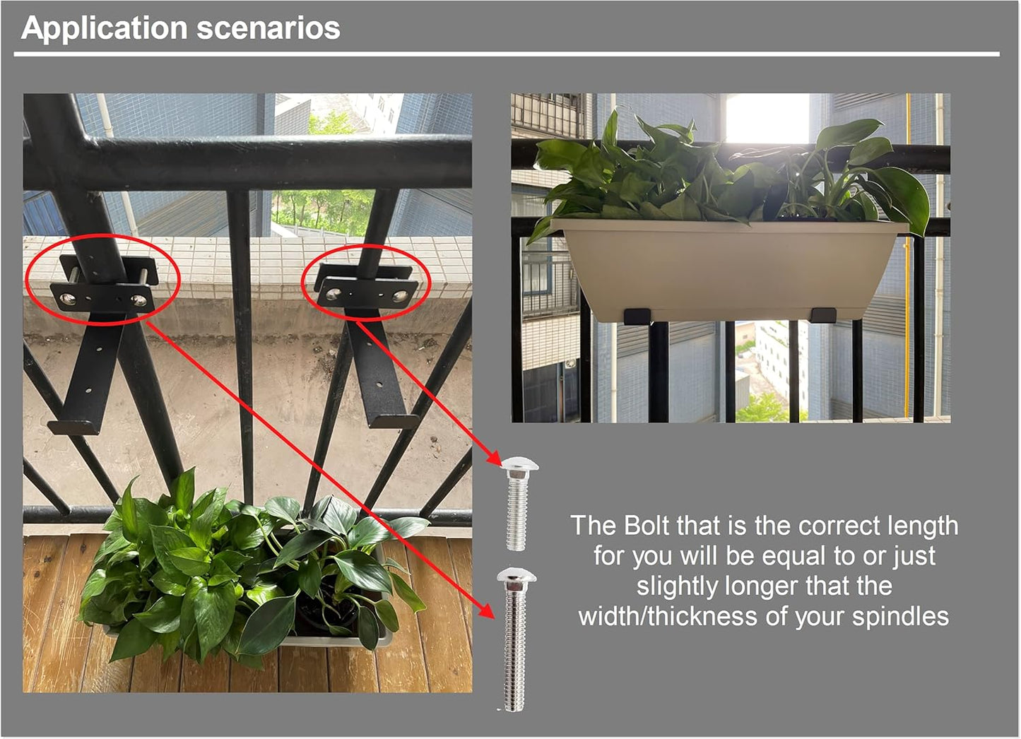 ZenSen Deck Railing Planter Box Brackets, Deck and Fence Rail Universal Planter Box Outdoor Hanging Brackets, Window Box Brackets, Fence Flower Box Brackets, Heavy Duty Iron (6Inch), Black, YS21TL-6in