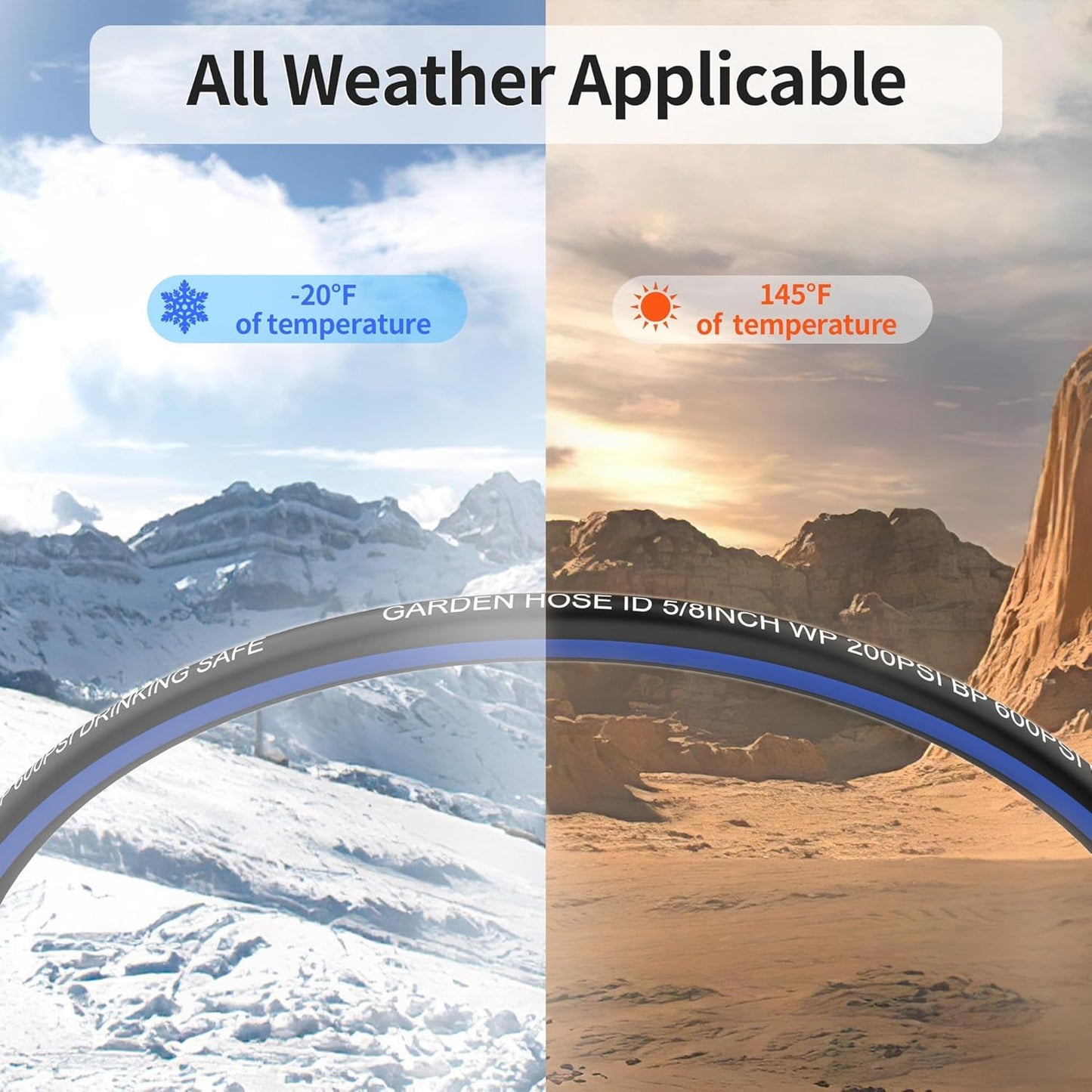 50 FT Garden Hose, Flexible No Kink Heavy Duty Garden Water Hose Flex Copper Bullet Collapsible Washer Rubber Hose 5/8" Soft Lightweight Outdoor Waterhose Manguera Para Jardin