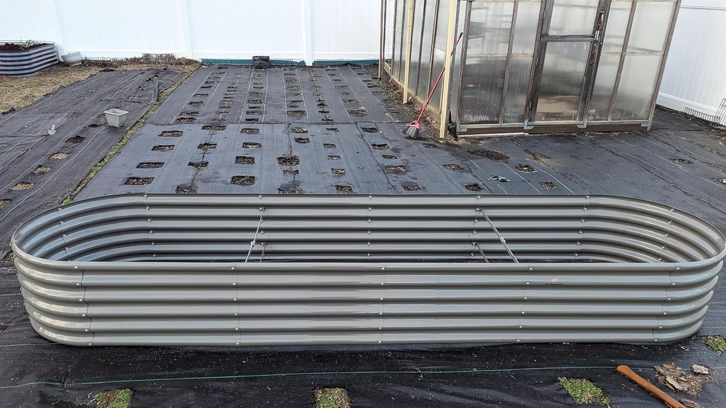 A ANLEOLIFE 33-Pack Deep Root Galvanized Raised Garden Beds Outdoor for Planting Vegetables Flowers Herb, Quartz Grey