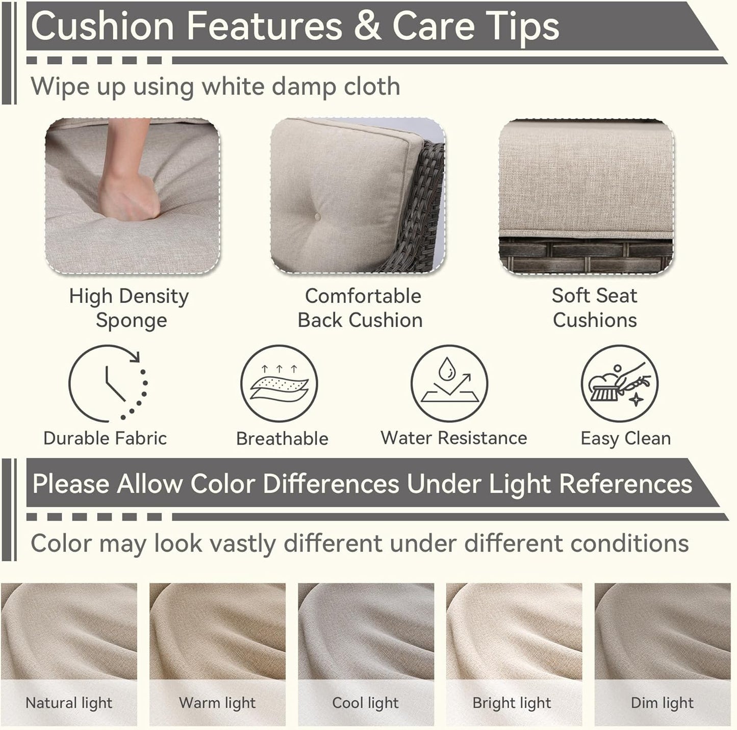 7 Pieces Outdoor Patio Conversation Set, Wicker Furniture Set Includes 3-Seat Sofa, Patio Rattan Dining Chair Set of 4, 2 Ottomans, for Porch, Yard, Mixed Brown Rattan, Beige