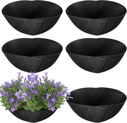 Adnee 6 Pcs 12 Inch Fabric Planter Basket Liner-Felt Flower Pot Liners-Hanging Plant Basket Fiber Insert for Garden Wall Hanging Planter Flower Vegetables(Round)