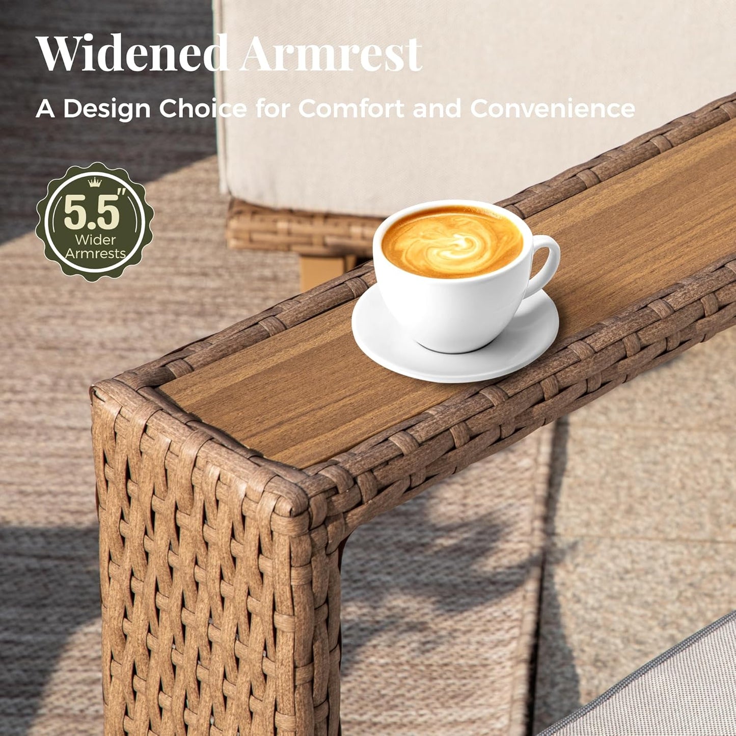 2 Pcs Outdoor Patio Furniture Set, Outdoor Wicker Sofa Couch, Rattan Armchairs Set of 2 with 10" Thick Waterproof Cushions for Deck Backyard Lawn