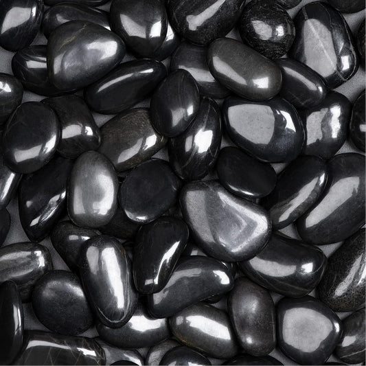 20lbs Natural River Rocks, High-Polished Pebbles for Plants Garden, 1-2 inch Decorative Stones, Ideal for Fish Tank, Vases, Crafting, Home Decor and Garden Landscaping Rocks,Black