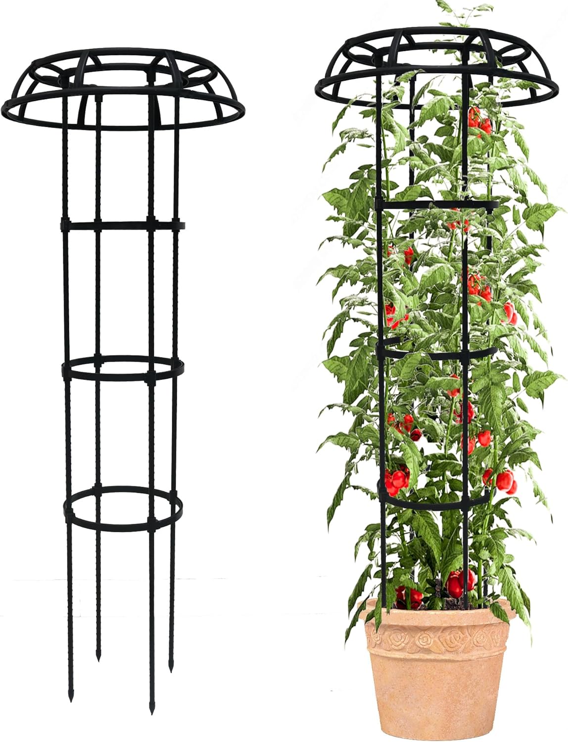 Garden Trellis for Climbing Plants, 2 Pack 53.2 Inch Mushroom Top Trellis for Climbing Plants Outdoor Indoor, Rustproof Metal with Plastic Coated Plant Climbing Support for Flower Fruits Vines