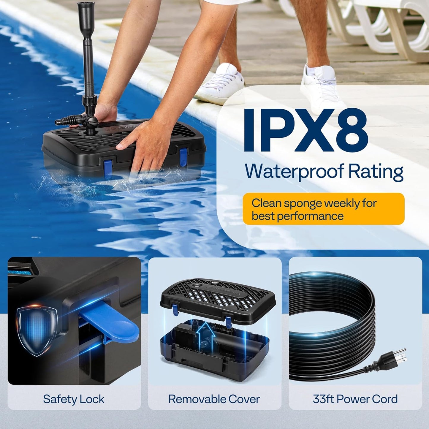 VIVOHOME All-in-One Pond Filter Fountain System Kits, 540 GPH Submersible Water Pump for Ponds up to 1060 Gallons